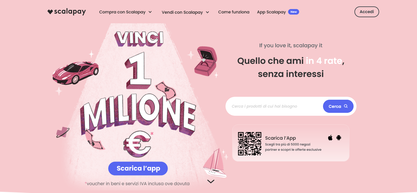 Vinci un sogno da 1.000.000 con Scalapay