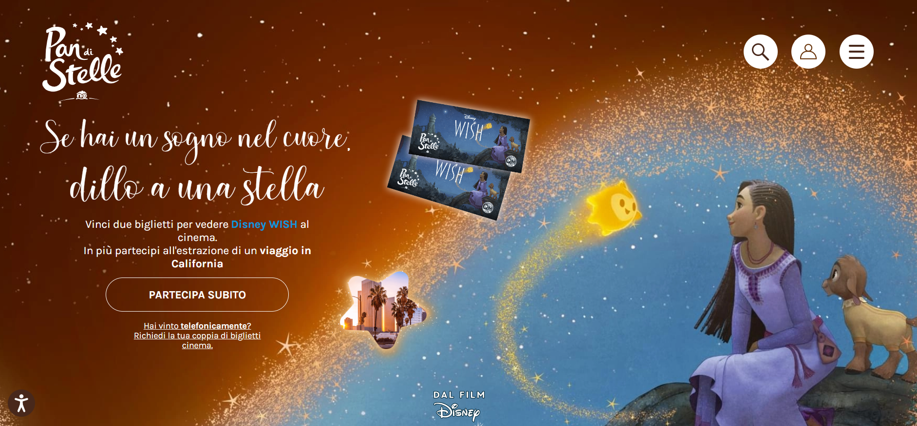 Con il concorso di Pan di Stelle vinci Disney e la California