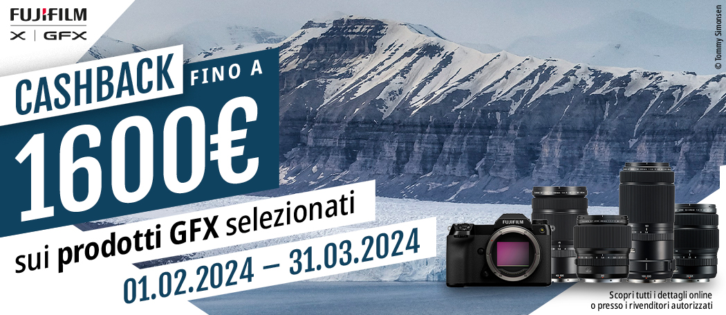 Fujifilm cashback fino a 1600 € sui prodotti GFX selezionati