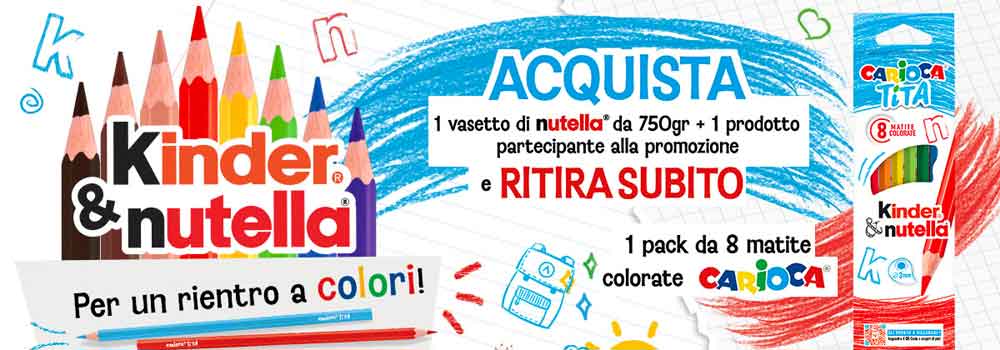 Premio certo: 1 pack di matite colorate Carioca con Kinder® e Nutella®